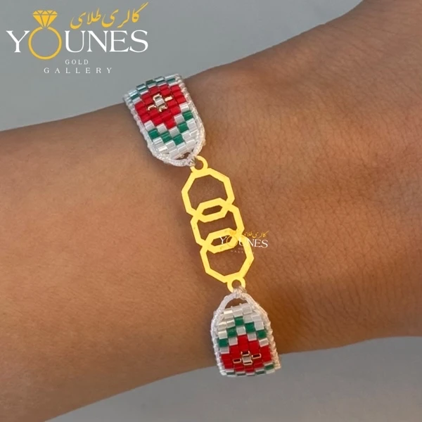 دستبند میوکی شش ضلعی تودرتو طلا